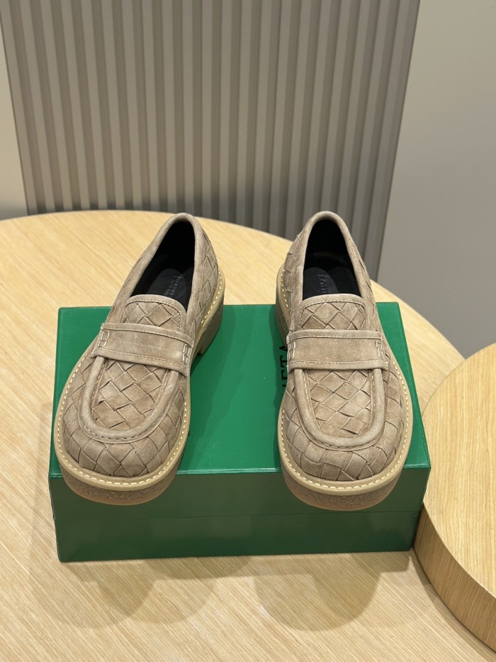NIGO Bottega Veneta Men's Spring/Summer Solid Color Round Toe Over-Toe Suede Leather Loafers Shoes #nigo76175