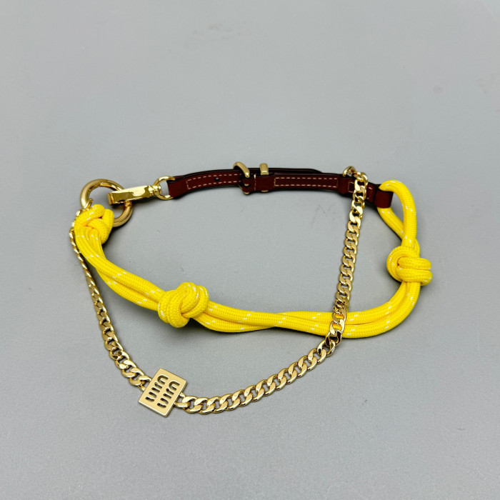 NIGO MiuMiu Women's Colorblocking Leather Metal Braided Bracelet Charms Accessories #nigo76182