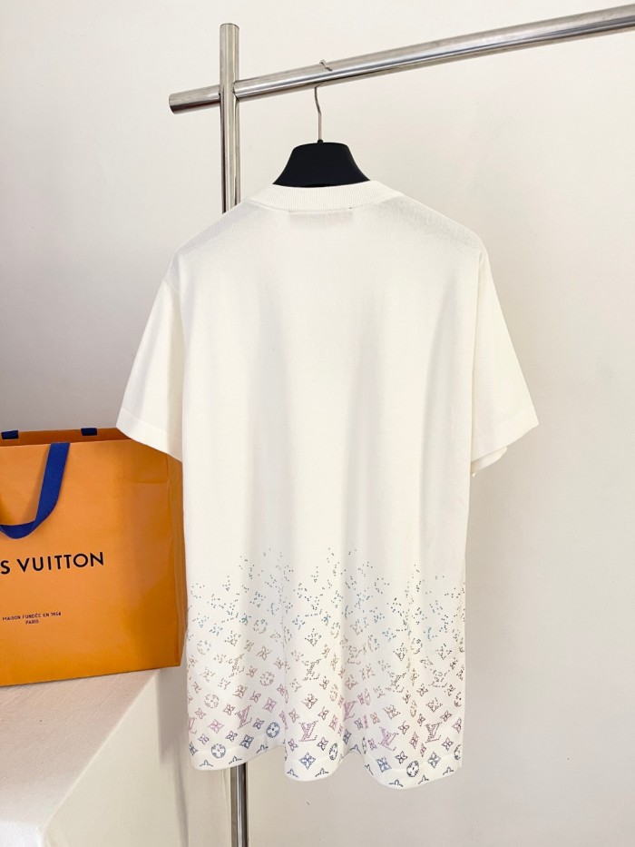 NIGO Louis Vuitton Men's Summer Colorful Diamond Letters Gradient Pattern Solid Color Round Neck Short Sleeve T-shirt #nigo76173