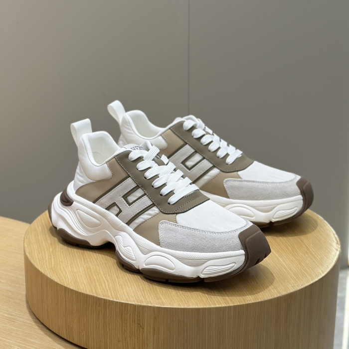 NIGO Hermes Men's All Season Colorblocking Suede Thick Sole Lace-Up Sneakers Shoes #nigo76176