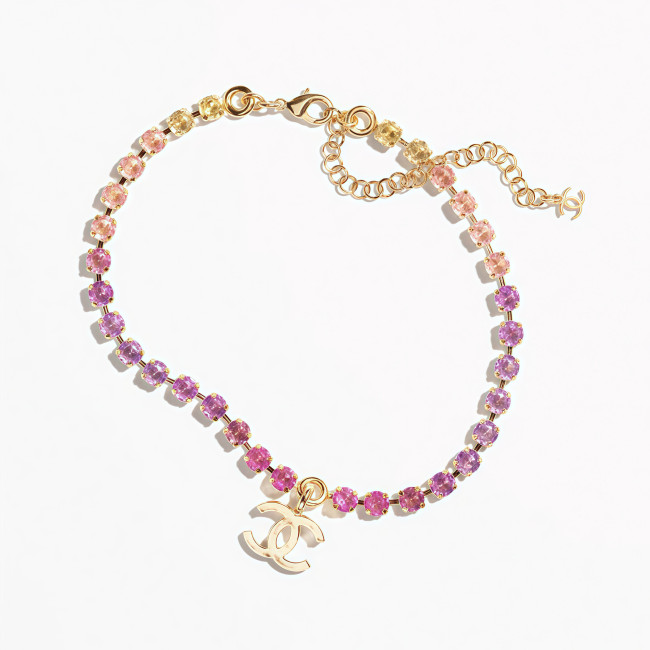 NIGO Chanel Women's Rainbow Gradient Color Double C Decoration Rhinestone Metal Necklace Ngvp #nigo1393