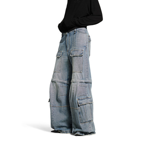 NIGO Balenciaga Men's Women's Four Seasons Cotton Solid Color Mid Waist Cargo Flare Trousers Denim Pants Ngvp #nigo1395