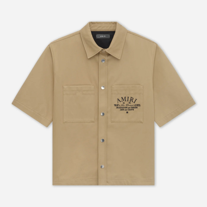 NIGO Amiri Men's Arts District Camp Solid Color Logo Embroidered Lapel Single Breasted Short Sleeve Shirt #nigo76214