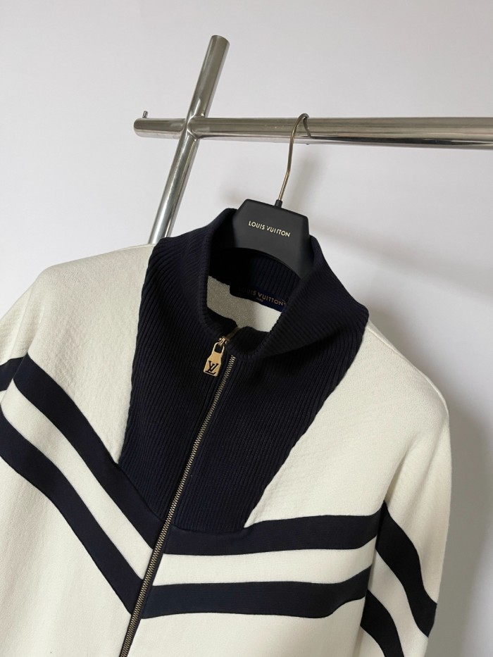 NIGO Louis Vuitton Men's Spring and Autumn Colorblocking Standing Lapel Knit Long Sleeve Zipper Jacket #nigo76231