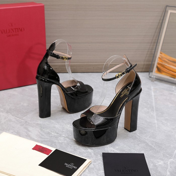 NIGO Valentino Women's Spring And Summer Solid Color 15.5cm High Heeled Leather High Heels Shoes #nigo76232