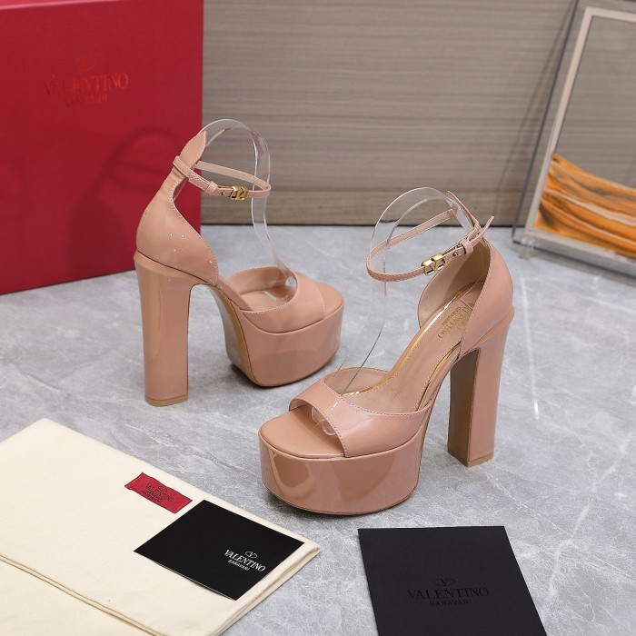 NIGO Valentino Women's Spring And Summer Solid Color 15.5cm High Heeled Leather High Heels Shoes #nigo76232