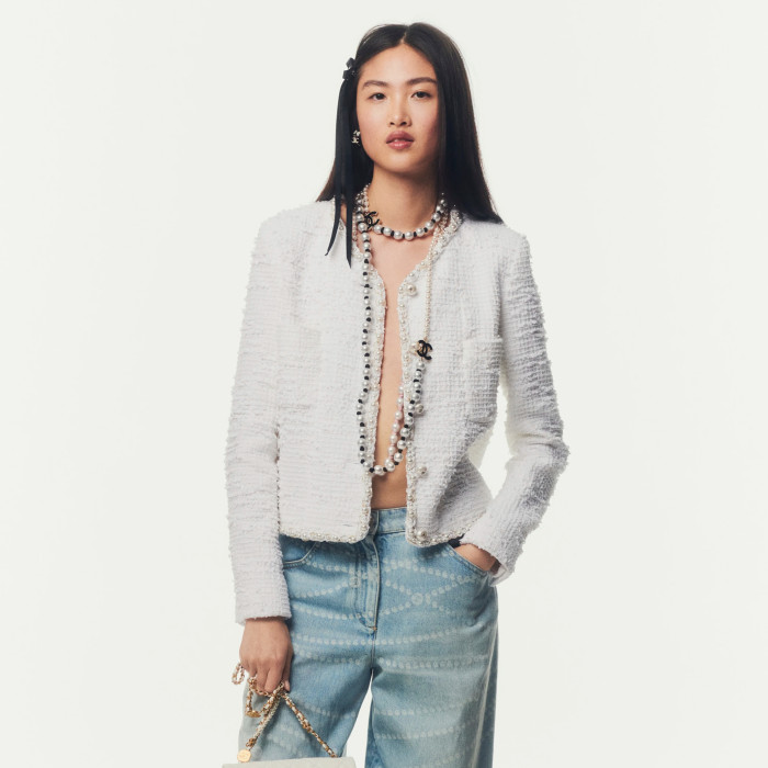 NIGO Chanel Women's Spring & Autumn Cotton Tweed & Faux Pearl Knit Solid Color Long Sleeve Jacket Coat Ngvp #nigo1398