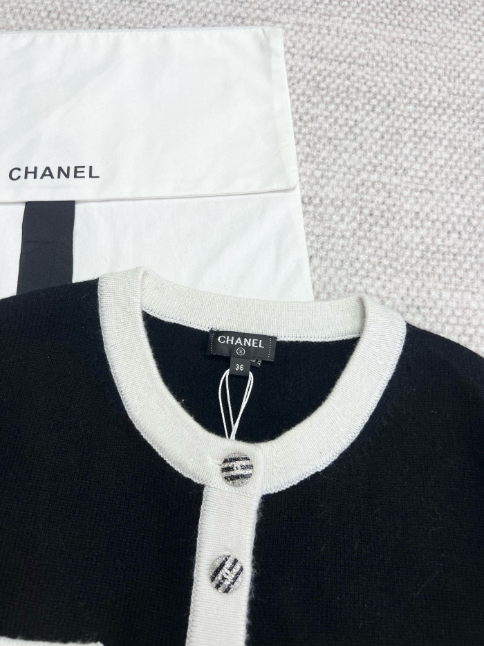 NIGO Chanel Women's Spring & Autumn Colorblocking Round Neck Single Breasted Cashmere Knit Long Sleeve Cardigan #nigo76224