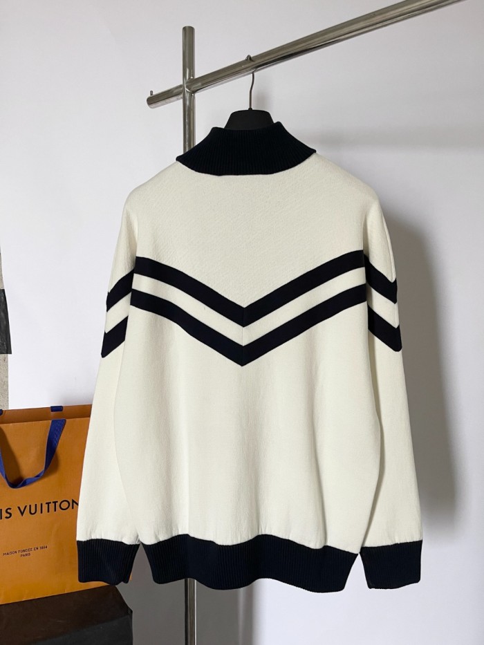 NIGO Louis Vuitton Men's Spring and Autumn Colorblocking Standing Lapel Knit Long Sleeve Zipper Jacket #nigo76231