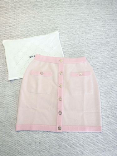 NIGO Chanel Women's Spring Summer Autumn Colorblocking Knit Button Casual Cashmere Half Skirt #nigo76223