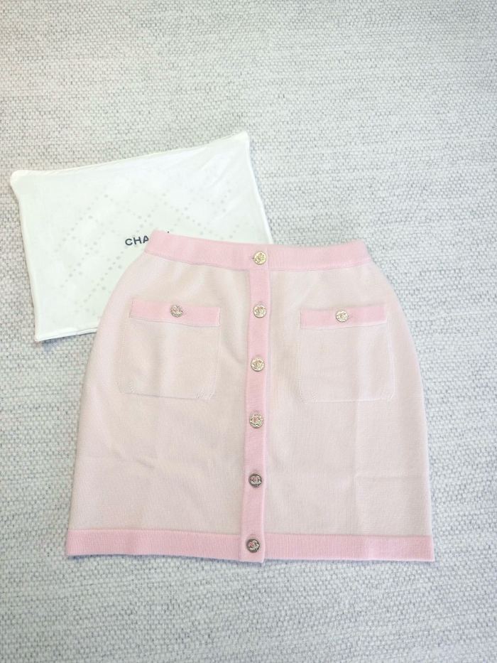 NIGO Chanel Women's Spring Summer Autumn Colorblocking Knit Button Casual Cashmere Half Skirt #nigo76223