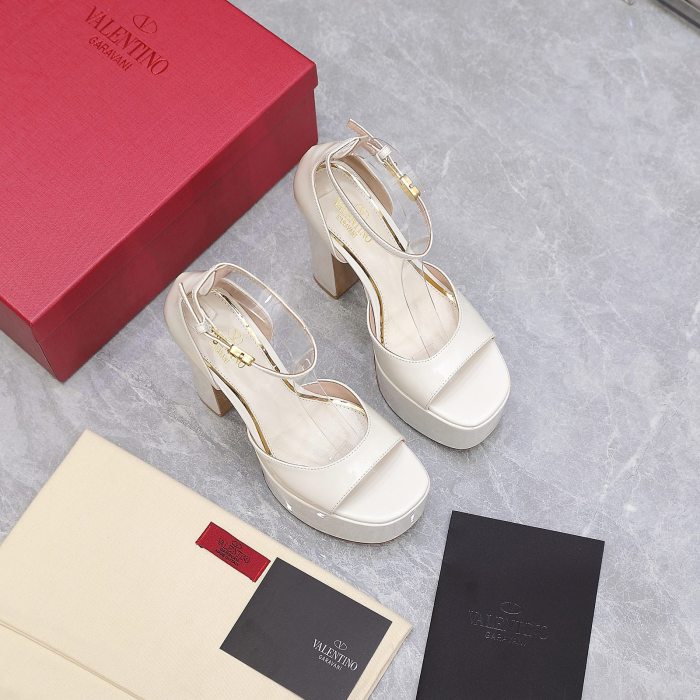 NIGO Valentino Women's Spring And Summer Solid Color 15.5cm High Heeled Leather High Heels Shoes #nigo76232