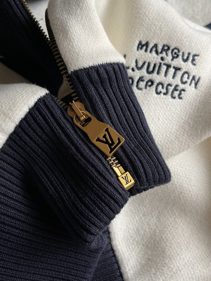NIGO Louis Vuitton Men's Spring and Autumn Colorblocking Standing Lapel Knit Long Sleeve Zipper Jacket #nigo76231
