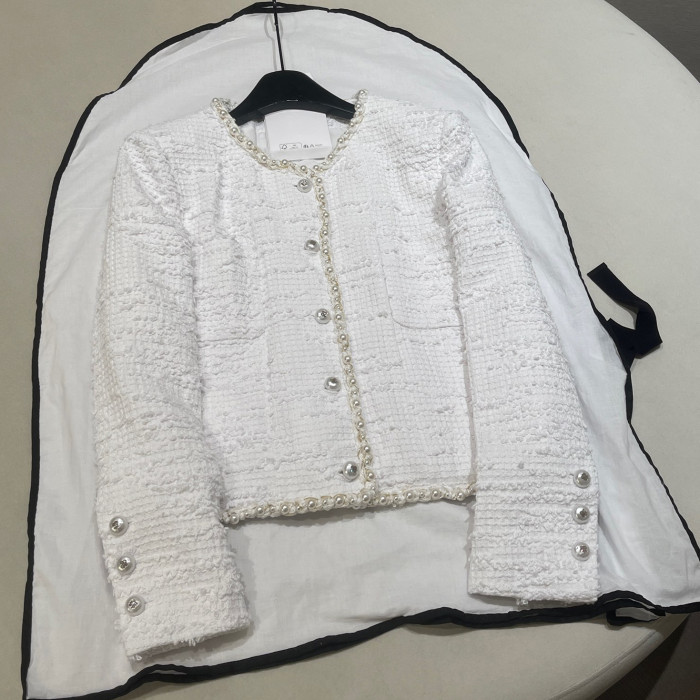 NIGO Chanel Women's Spring & Autumn Cotton Tweed & Faux Pearl Knit Solid Color Long Sleeve Jacket Coat Ngvp #nigo1398