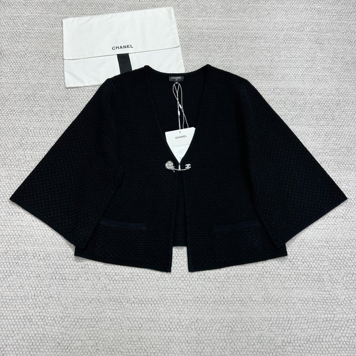 NIGO Chanel Women's Spring And Autumn V-Neck Drill Button Solid Color Cashmere Viscose Fiber Knit Bat Sweater Cardigan #nigo76227