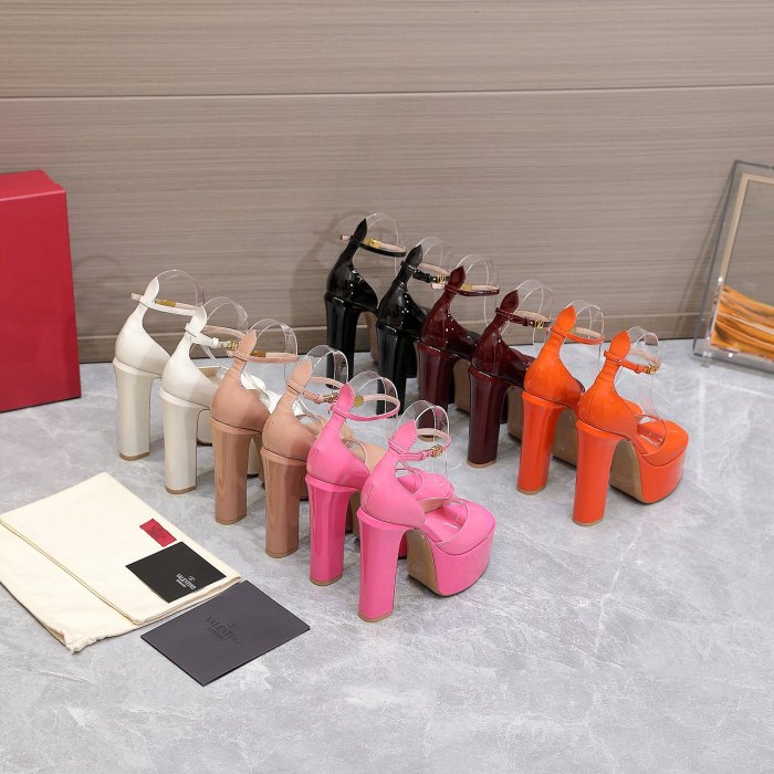 NIGO Valentino Women's Spring And Summer Solid Color 15.5cm High Heeled Leather High Heels Shoes #nigo76232