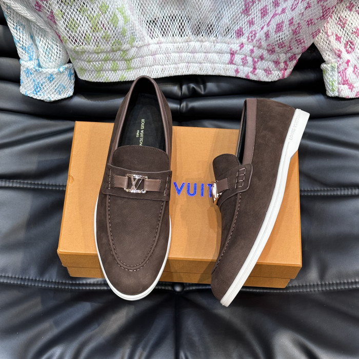 NIGO Louis Vuitton Men's Spring Autumn Solid Color Letter Print Suede Leather Casual Loafers Shoes #nigo76245