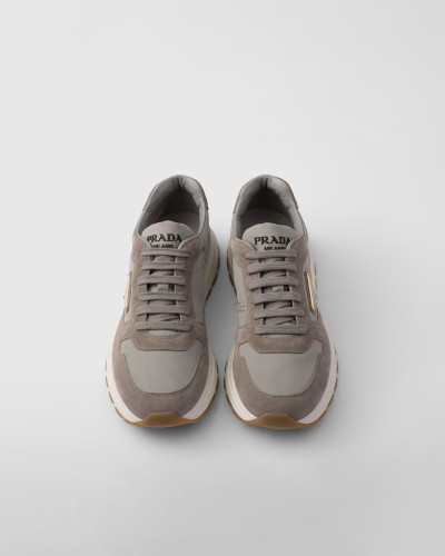 NIGO Prada Men's Prax 01 Recycled Nylon and Suede Sneakers Solid Color Round Toe Low Top Casual Shoes #nigo81165