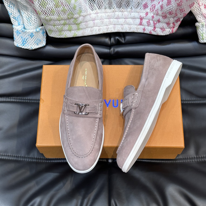 NIGO Louis Vuitton Men's Spring Autumn Solid Color Letter Print Suede Leather Casual Loafers Shoes #nigo76245