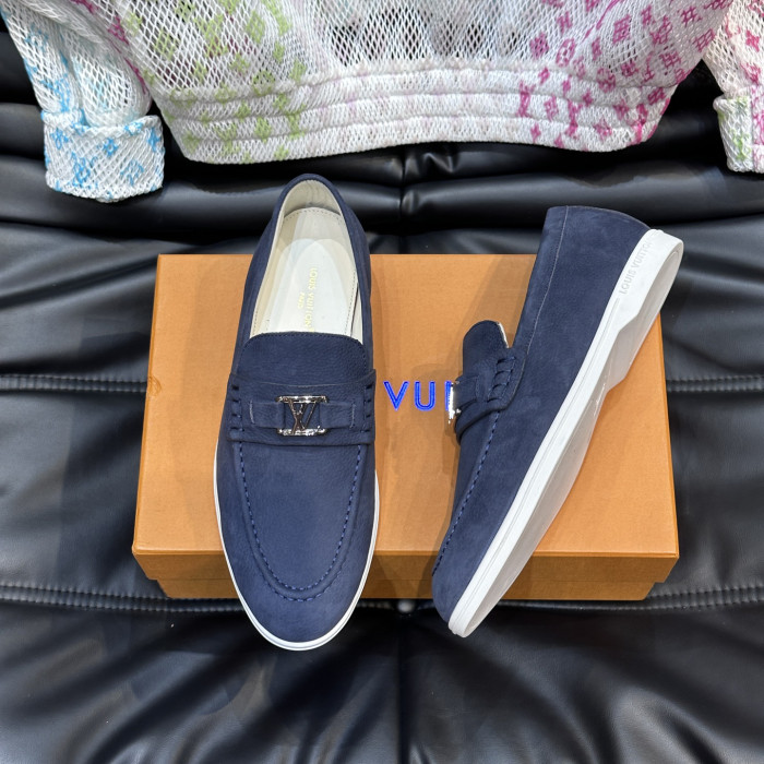 NIGO Louis Vuitton Men's Spring Autumn Solid Color Letter Print Suede Leather Casual Loafers Shoes #nigo76245