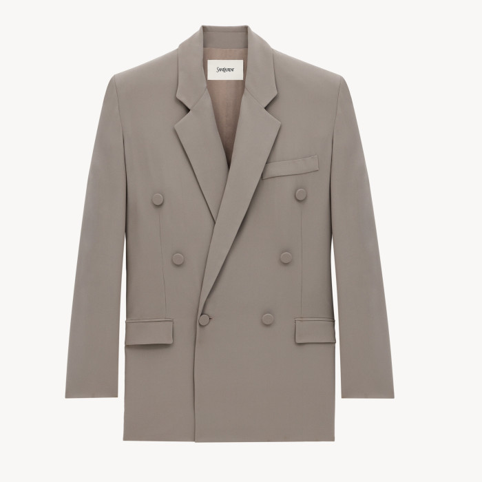 NIGO SAINT LAURENT Women's Spring And Autumn Solid Color Double-Breasted V-Neck Silk Crepe Long-Sleeved Blazer Jacket Ngvp #nigo1411