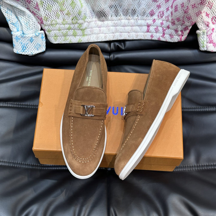 NIGO Louis Vuitton Men's Spring Autumn Solid Color Letter Print Suede Leather Casual Loafers Shoes #nigo76245