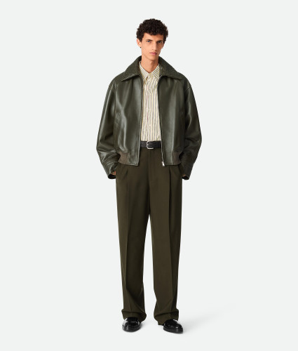 NIGO Bottega Veneta Men's Spring And Autumn Woven Lapel Zipper Solid Color Leather Long Sleeve Jacket Ngvp #nigo1412