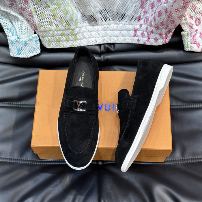 NIGO Louis Vuitton Men's Spring Autumn Solid Color Letter Print Suede Leather Casual Loafers Shoes #nigo76245