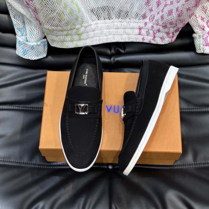 NIGO Louis Vuitton Men's Spring Autumn Solid Color Letter Print Suede Leather Casual Loafers Shoes #nigo76245