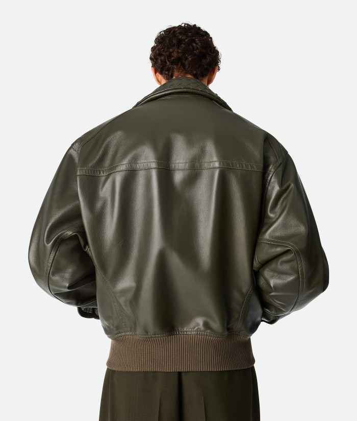 NIGO Bottega Veneta Men's Spring And Autumn Woven Lapel Zipper Solid Color Leather Long Sleeve Jacket Ngvp #nigo1412