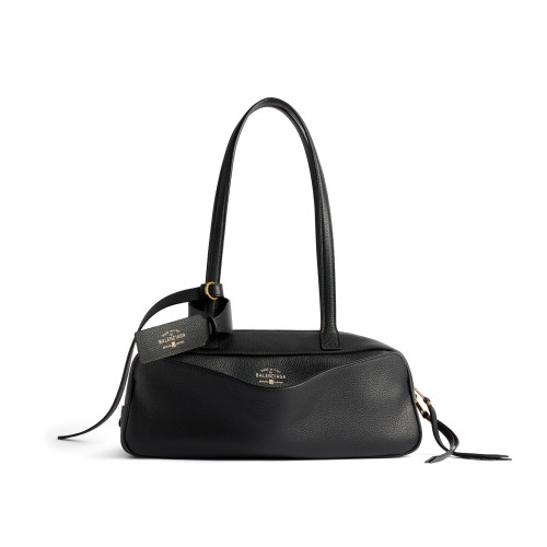 NIGO Balenciaga Men's Carrie Black Cowhide Small Bowling Bag with Aged Gold Metallic Accessories Handbag Bags #nigo76257