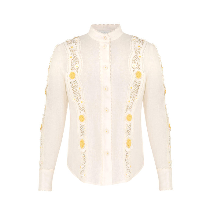NIGO Zimmermann Women's Summer Solid Color Daisy Cotton Hollow Single-Breasted Shirt Lace Up Shorts Suit Set #nigo76261