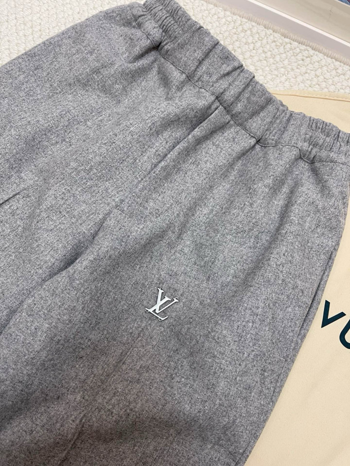 NIGO Louis Vuitton Men's Spring And Fall Solid Color Wool Fabric Drawstring Tie Casual Pants #nigo76271