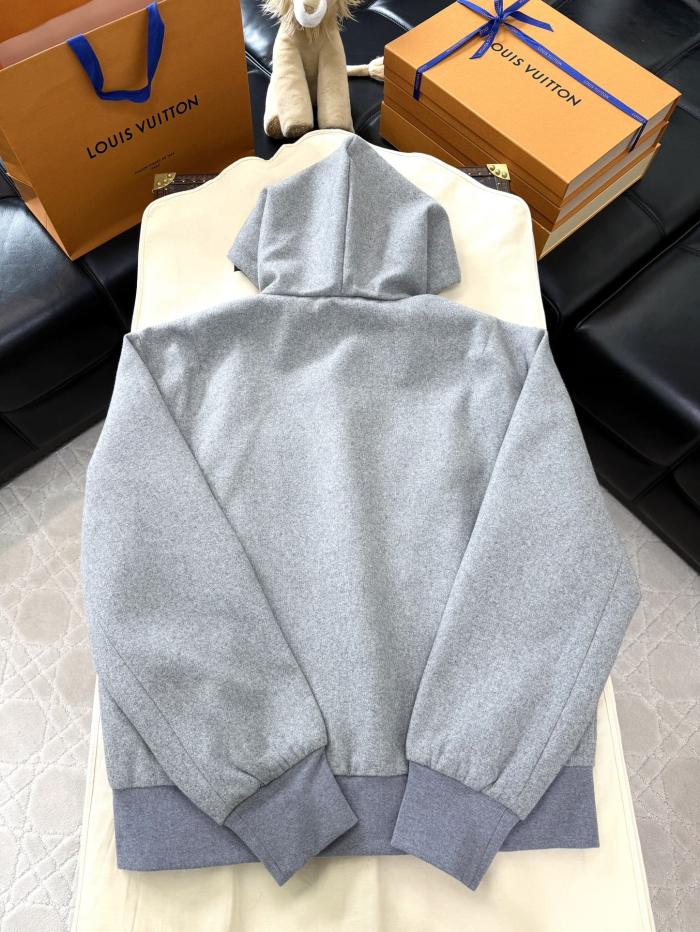 NIGO Louis Vuitton Men's Spring and Autumn Solid Color Wool Fabric Hooded Zipper Long Sleeve Jacket #nigo76269