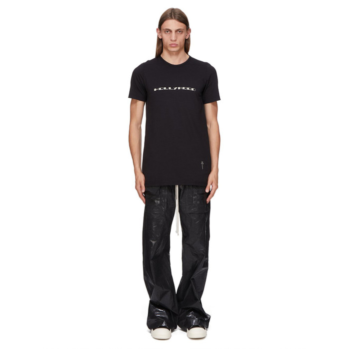NIGO Rick Owens DRKSHDW Men's Spring Summer Waxed Double Loop Wide Leg Trousers Black High Street Shiny Loose Drawstring Straight Leg Trousers Drawstring Pants  Ngvp #nigo1346