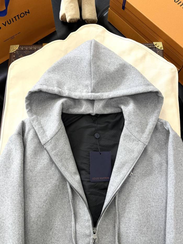 NIGO Louis Vuitton Men's Spring and Autumn Solid Color Wool Fabric Hooded Zipper Long Sleeve Jacket #nigo76269