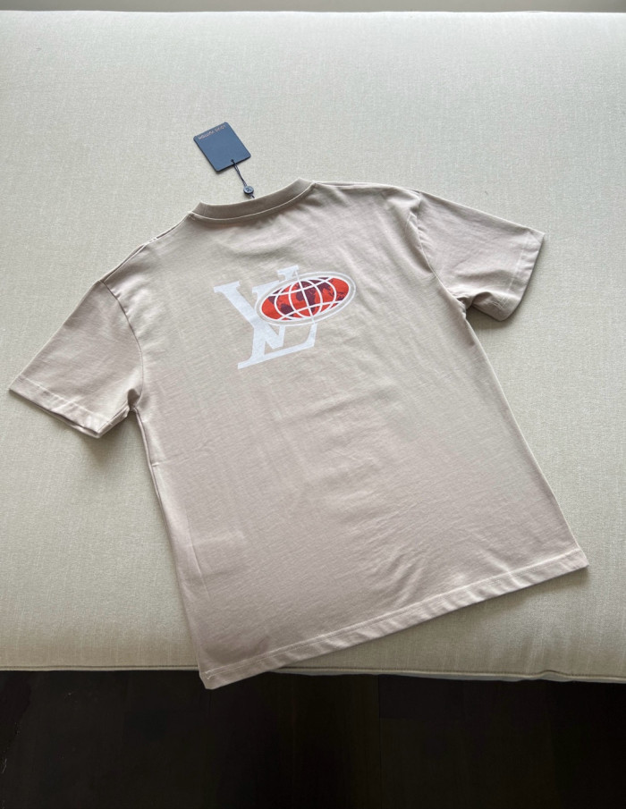 NIGO Louis Vuitton Men's Summer World Map Hot Drill Pattern Printed Cotton Round Neck Short Sleeve T-Shirt #nigo76268