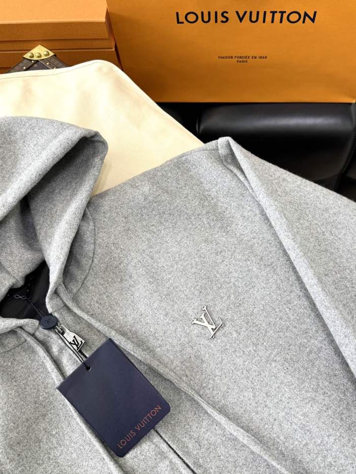 NIGO Louis Vuitton Men's Spring and Autumn Solid Color Wool Fabric Hooded Zipper Long Sleeve Jacket #nigo76269