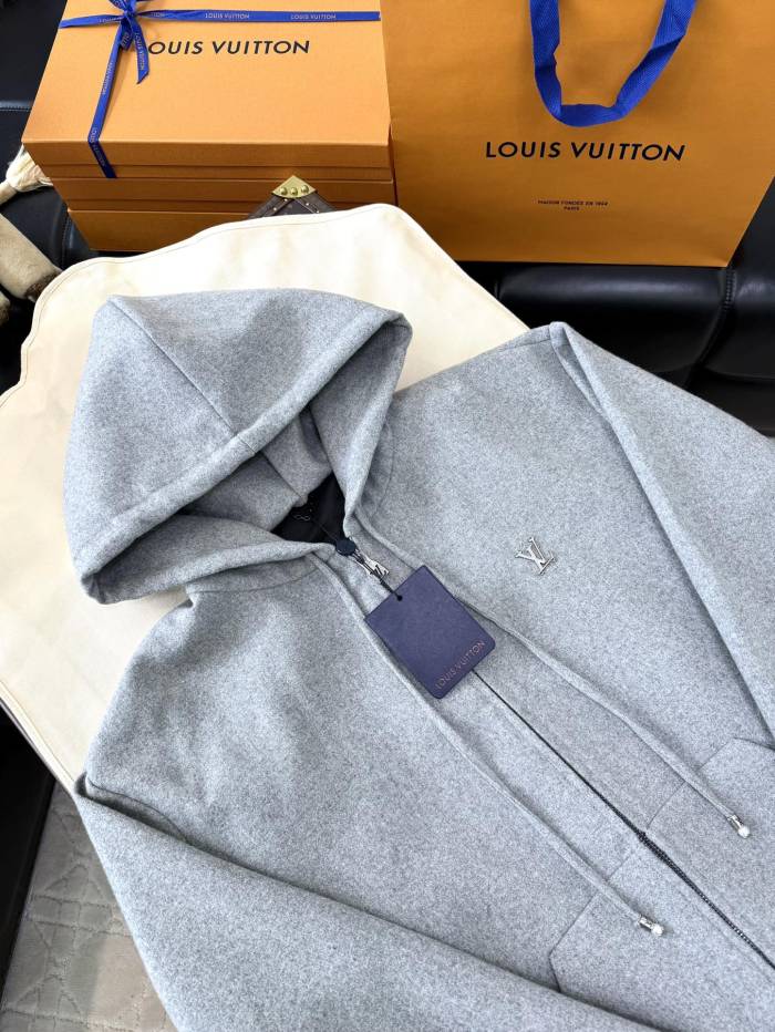 NIGO Louis Vuitton Men's Spring and Autumn Solid Color Wool Fabric Hooded Zipper Long Sleeve Jacket #nigo76269