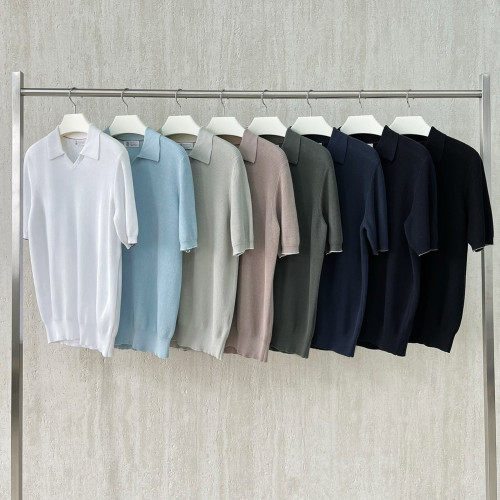 NIGO Brunello Cucinelli Men's Business Casual Spring Summer Cotton British Ribbed Knit Polo Shirt Fashion Trend Casual Comfort Lapel T-Shirt Ngvp #nigo1347