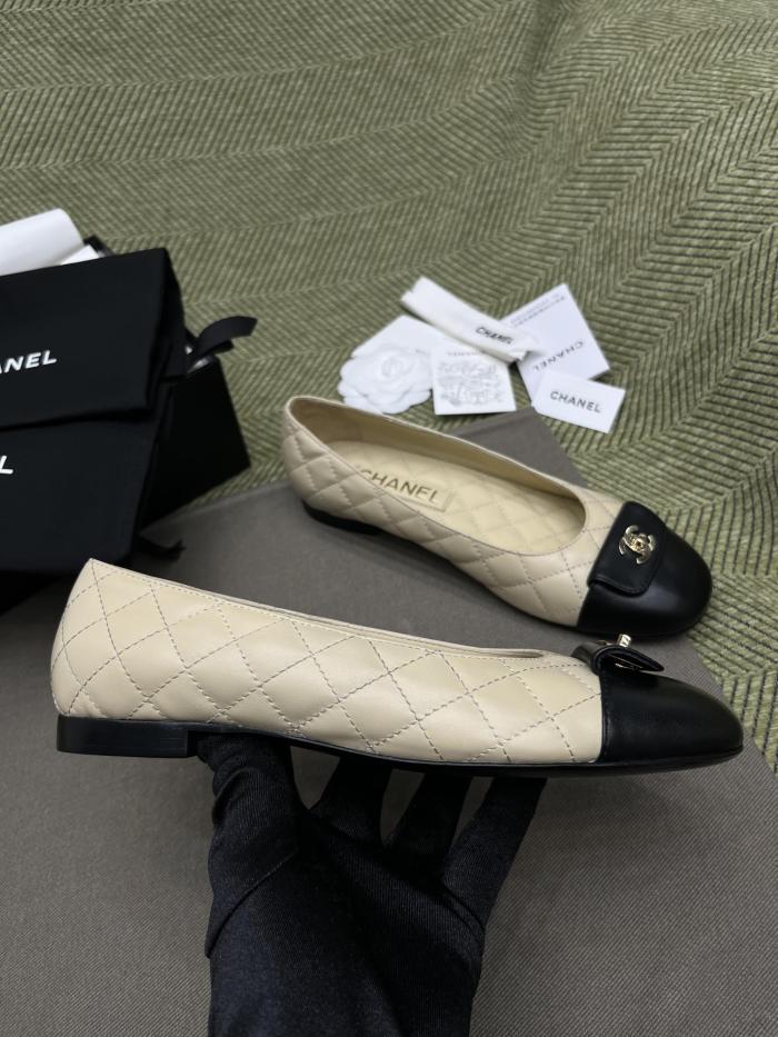 NIGO Chanel Women's Spring/Summer Solid Color Diamond Textured Leather Ballet Shoes #nigo76276