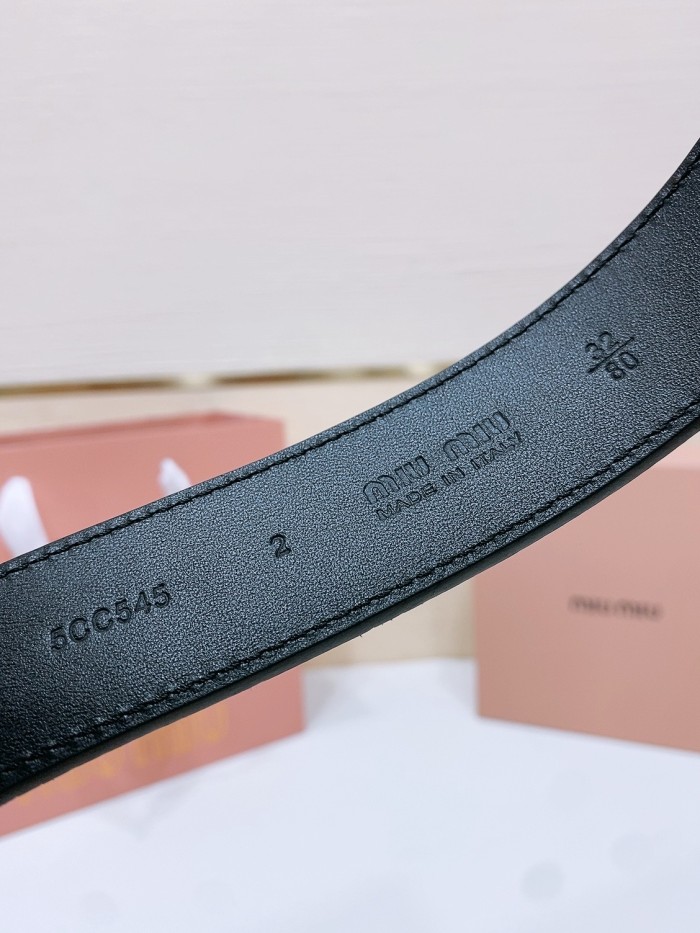 NIGO MiuMiu Women's Solid Colour Cowhide Logo Belt with Metal Buckle #nigo76279