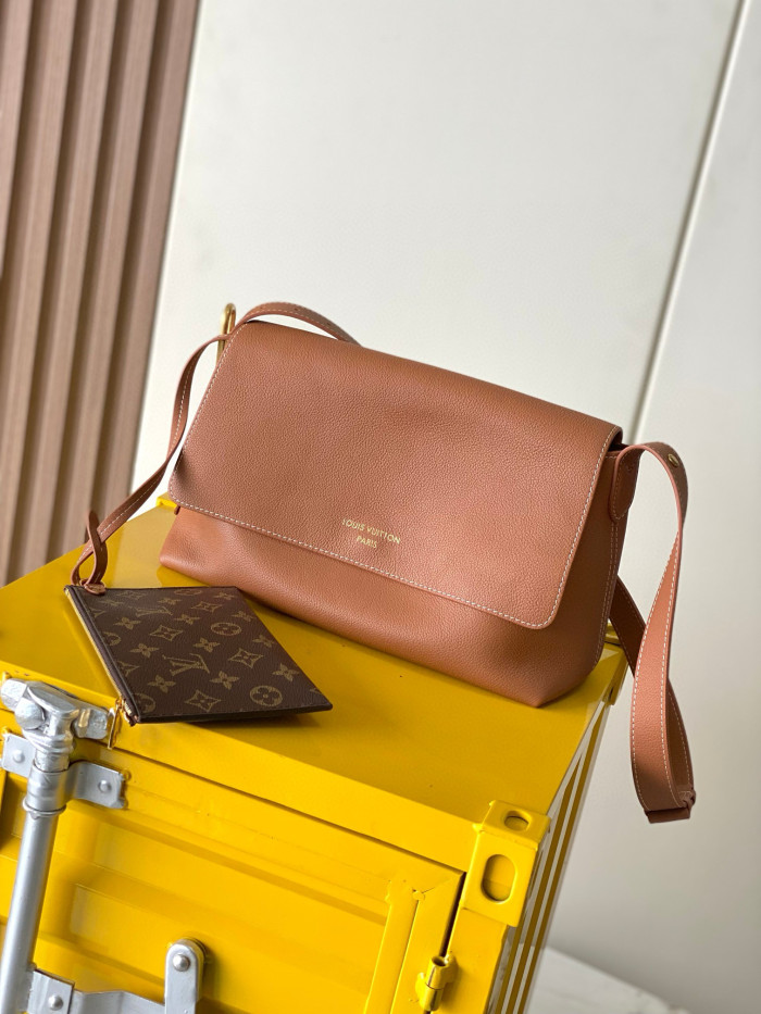 NIGO Louis Vuitton LOW KEY MESSENGER Men's Solid Color Letter Printed Flap Cowhide Underarm Bag Shoulder Bags #nigo76286
