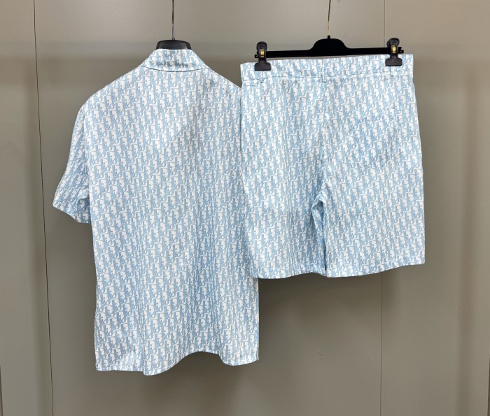 NIGO Dior Men's Summer Solid Color Letter Printed Single Breasted Short Sleeve Shirt Shorts Set Suit #nigo76284