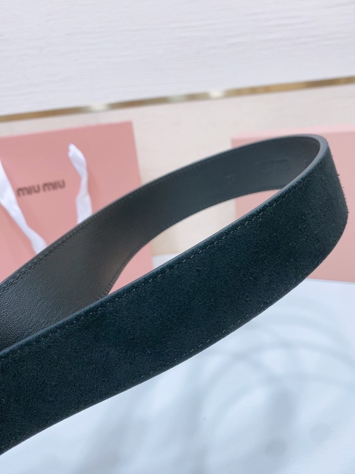 NIGO MiuMiu Women's Solid Colour Cowhide Logo Belt with Metal Buckle #nigo76279