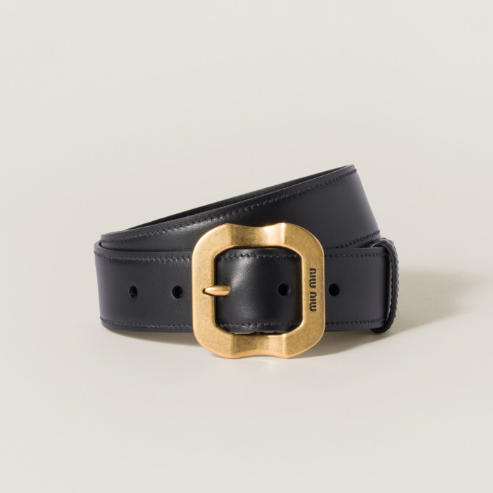 NIGO MiuMiu Women's Solid Colour Cowhide Logo Belt with Metal Buckle #nigo76279