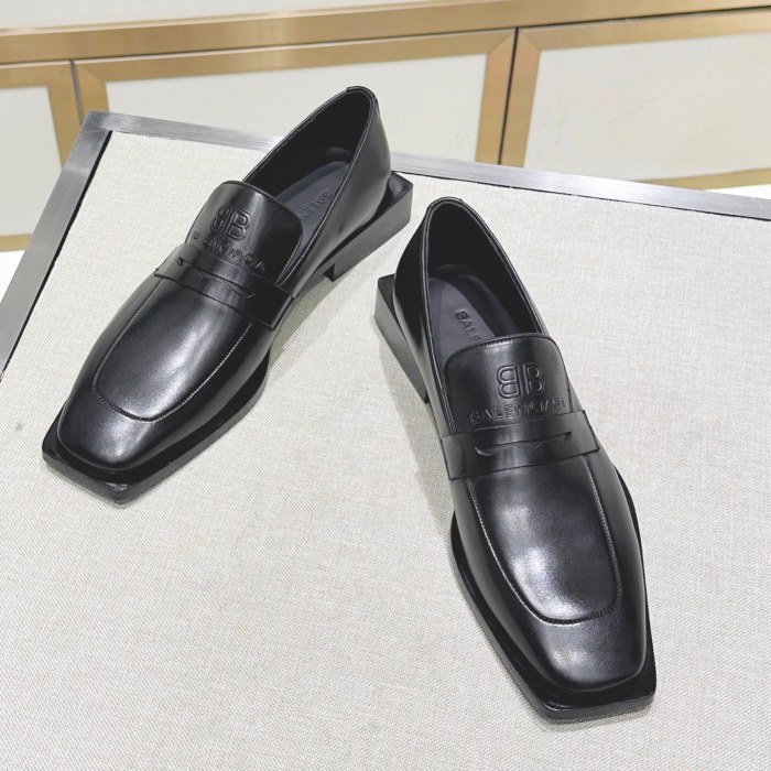 NIGO Balenciaga Men's Spring and Autumn Square Toe Solid Color Cowhide Loafers Shoes #nigo76293
