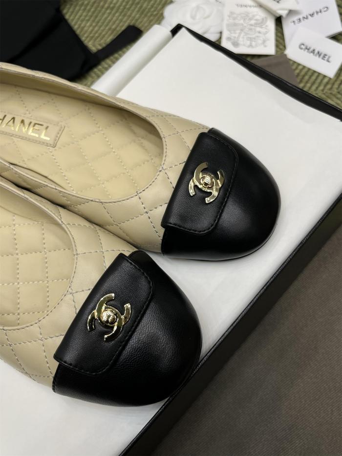 NIGO Chanel Women's Spring/Summer Solid Color Diamond Textured Leather Ballet Shoes #nigo76276