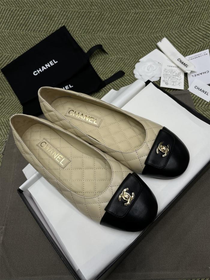 NIGO Chanel Women's Spring/Summer Solid Color Diamond Textured Leather Ballet Shoes #nigo76276