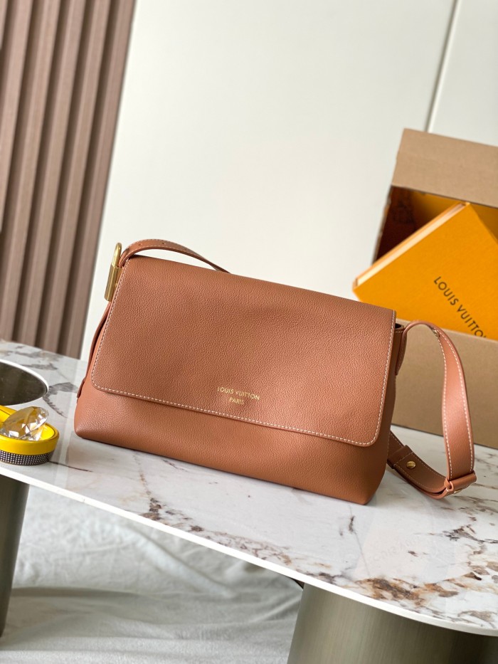 NIGO Louis Vuitton LOW KEY MESSENGER Men's Solid Color Letter Printed Flap Cowhide Underarm Bag Shoulder Bags #nigo76286